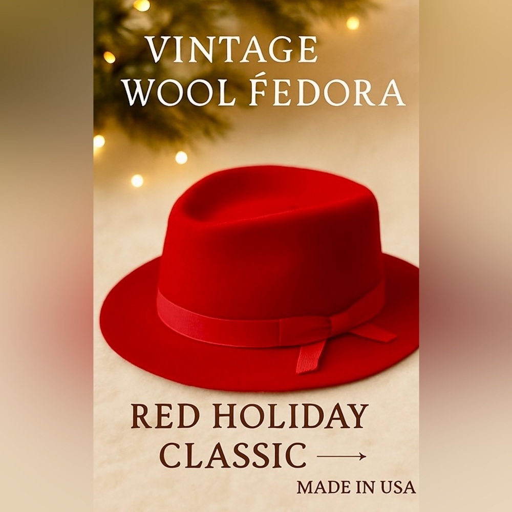 Utica Duxbak Wool Felt Fedora Red Hat Made in USA 7 1/4 Vintage‎ Outdoor